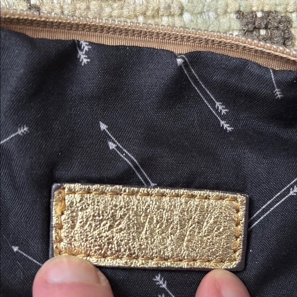 Free People Gold and Black Cosmetic Bag